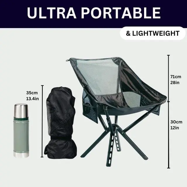 Alt view image 3 of 7 - Campster2 Folding Camping Chair Portable High Chair | 265 Lbs Capacity | Camping Essentials for Beach, Hiking & Car Camping | Compact Outdoor Chair with Carry Bag | Comfortable & Durable (Black)