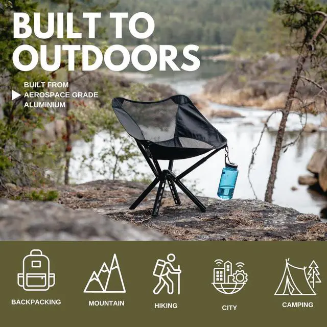 Alt view image 4 of 7 - Campster2 Folding Camping Chair Portable High Chair | 265 Lbs Capacity | Camping Essentials for Beach, Hiking & Car Camping | Compact Outdoor Chair with Carry Bag | Comfortable & Durable (Black)