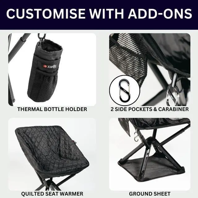 Alt view image 7 of 7 - Campster2 Folding Camping Chair Portable High Chair | 265 Lbs Capacity | Camping Essentials for Beach, Hiking & Car Camping | Compact Outdoor Chair with Carry Bag | Comfortable & Durable (Black)