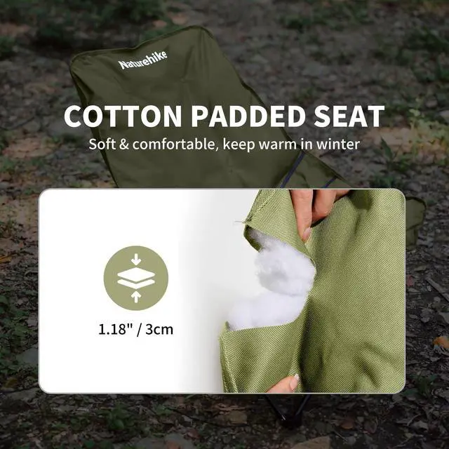 Alt view image 3 of 7 - Seastar Padded Camping Chair, Oversized 2-Position Adjustable Folding Chair, Portable Camp Chair with Side Pocket & Carry Bag