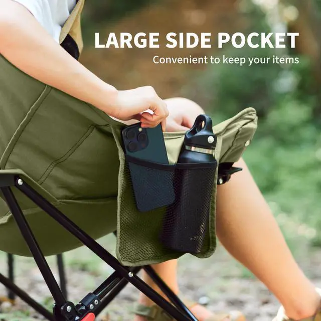 Alt view image 7 of 7 - Seastar Padded Camping Chair, Oversized 2-Position Adjustable Folding Chair, Portable Camp Chair with Side Pocket & Carry Bag