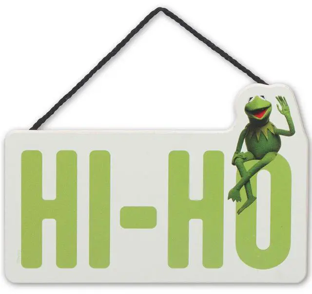 Main image of Disney Muppets Kermit Hi-Ho Hanging Wood Wall Decor - Fun Kermit Sign for Home or Office