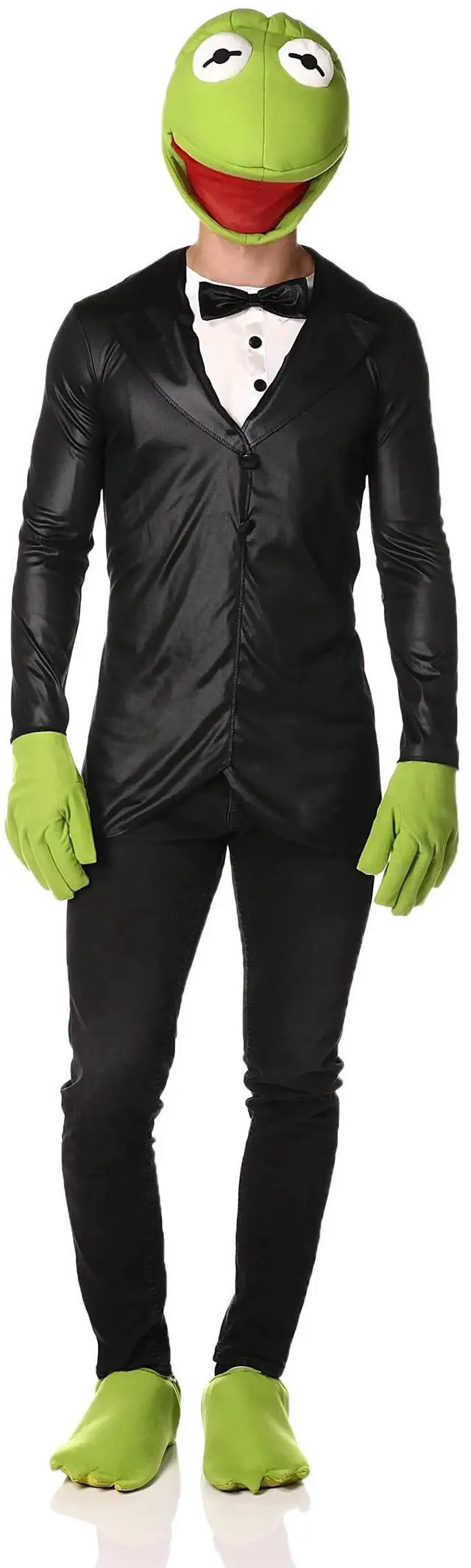 Main image of Men's Kermit Deluxe Adult Costume, Black/Green, X-Large