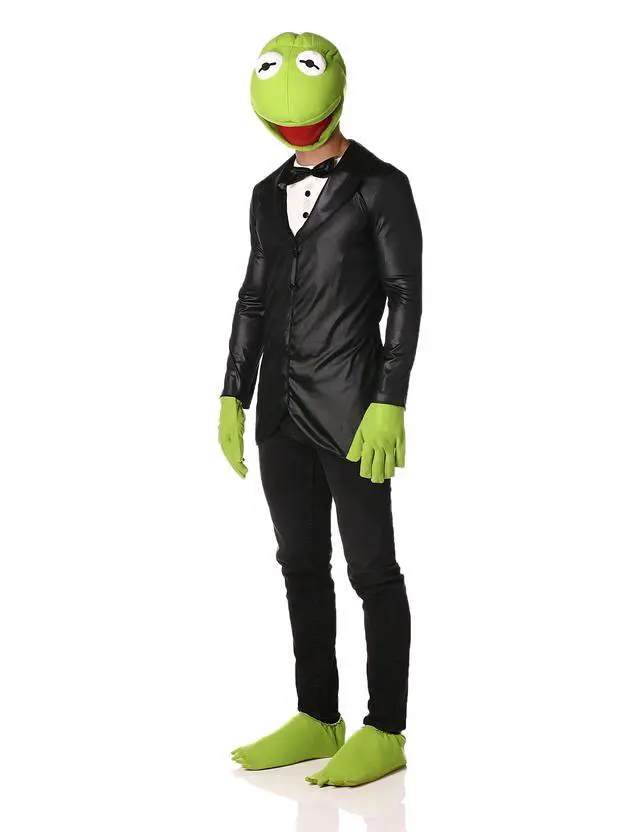 Alt view image 2 of 3 - Men's Kermit Deluxe Adult Costume, Black/Green, X-Large