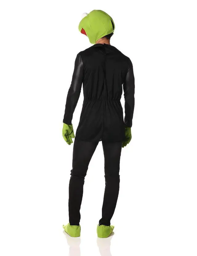 Alt view image 3 of 3 - Men's Kermit Deluxe Adult Costume, Black/Green, X-Large