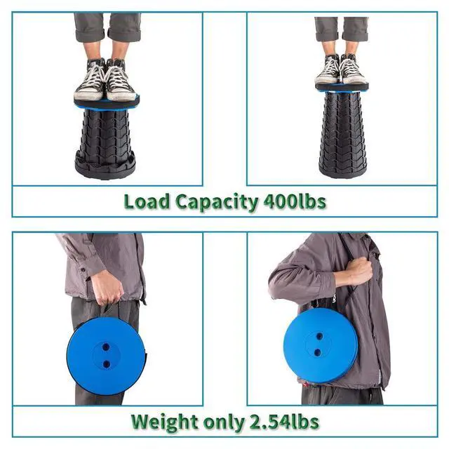 Alt view image 4 of 7 - Upgraded Folding Stool Lightweight Yet More Sturdy with Load Capacity 400lbs Portable Collapsible Stool for Camping Fishing Hiking BBQ (Blue)