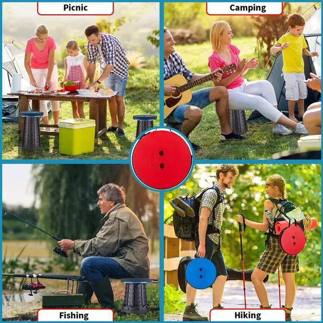 Alt view image 7 of 7 - Upgraded Folding Stool Lightweight Yet More Sturdy with Load Capacity 400lbs Portable Collapsible Stool for Camping Fishing Hiking BBQ (Blue)
