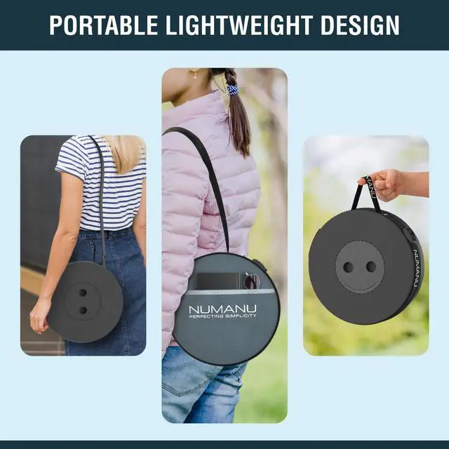 Alt view image 5 of 7 - 2026 Upgraded Collapsible Stool & 3IN1 Cushioned Carry Bag, 2.5"-18" Height Adjustable Max 620lbs, Portable Retractable Telescoping Seat, Foldable Camping Stool or Footrest for Adults (Round)