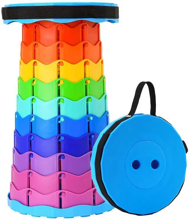 Main image of Upgraded Foldable Stool Thickened, Portable Collapsible Stool Retractable Stool for Fishing, Hiking Tours, BBQ, Parties, Outdoor Activities (Rainbow)