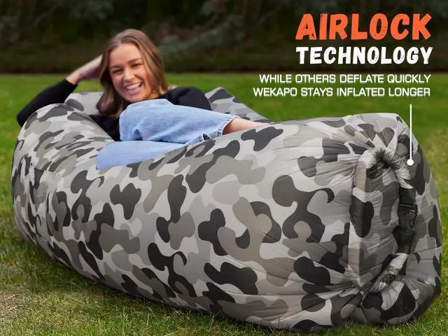 Alt view image 5 of 7 - Inflatable Lounger Air Sofa Hammock-Portable,Water Proof& Anti-Air Leaking Design-Ideal Couch for Backyard Lakeside Beach Traveling Camping Picnics & Music Festivals (Camouflage)
