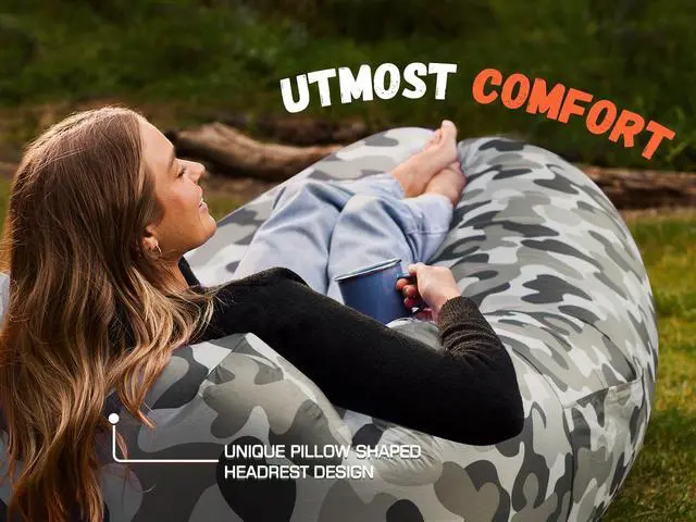 Alt view image 6 of 7 - Inflatable Lounger Air Sofa Hammock-Portable,Water Proof& Anti-Air Leaking Design-Ideal Couch for Backyard Lakeside Beach Traveling Camping Picnics & Music Festivals (Camouflage)