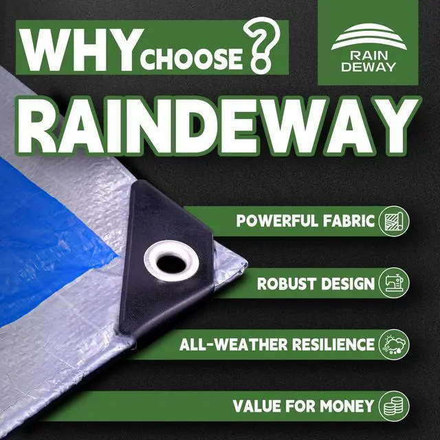 Alt view image 2 of 7 - Tarps 6x8 Feet - 5.5 Mil, Multipurpose Waterproof Poly Tarp Cover with Metal Grommets and Reinforced Edges, Silver/Blue Tarp