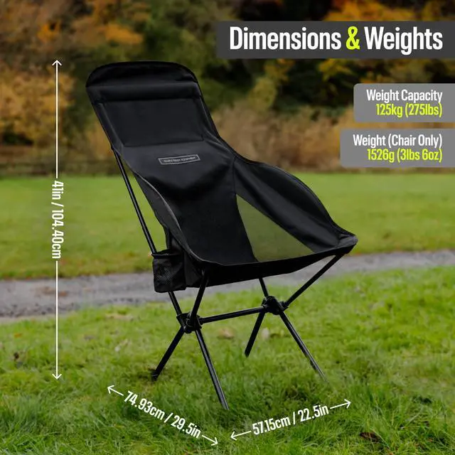 Alt view image 2 of 7 - TSE HC100 Camping Chair, 3.36lbs Lightweight Folding Chair with Cup Holder, Portable and Easy to Carry for Camping, Beach, Hiking, Urbain, Festival or Garden (Black)