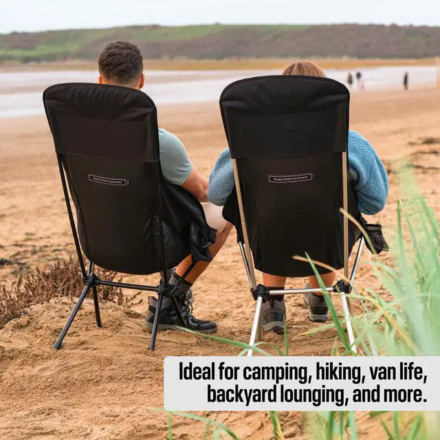 Alt view image 6 of 7 - TSE HC100 Camping Chair, 3.36lbs Lightweight Folding Chair with Cup Holder, Portable and Easy to Carry for Camping, Beach, Hiking, Urbain, Festival or Garden (Black)