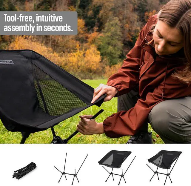 Alt view image 3 of 7 - TSE LC100 Compact Camping Chair, 2lbs Super Lightweight Outdoor Folding Chair. Portable for Hiking, Beach, Festivals, Urban Use, or Garden Relaxation