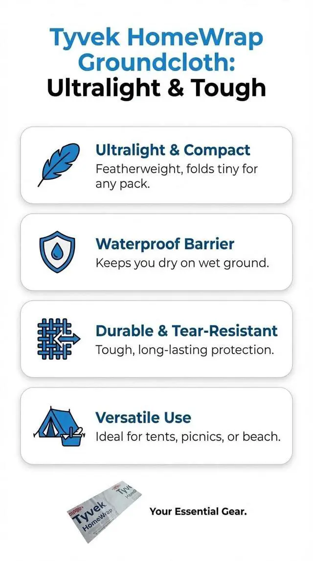 Alt view image 3 of 7 - Ultralight Camping Tarp, Backpacking Tarp, Tyvek Sheet, Tyveks Tent Footprint, Tyveks House Wrap, Tent Flooring, Tyvekes Ground Cloth, Camping Fly, Multiple Sizes