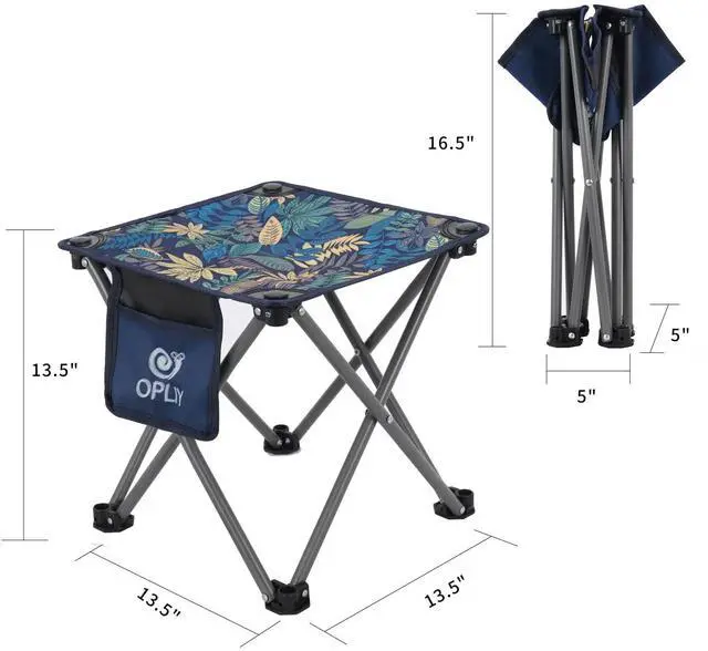 Alt view image 3 of 7 - Camping Stool, Folding Small Chair Portable Camp Stool for Camping Fishing Hiking Gardening and Beach, Camping Seat with Carry Bag (Blue-Leaf)