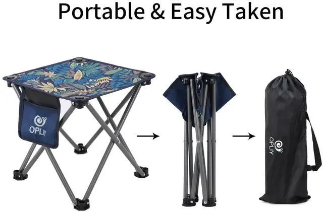 Alt view image 4 of 7 - Camping Stool, Folding Small Chair Portable Camp Stool for Camping Fishing Hiking Gardening and Beach, Camping Seat with Carry Bag (Blue-Leaf)