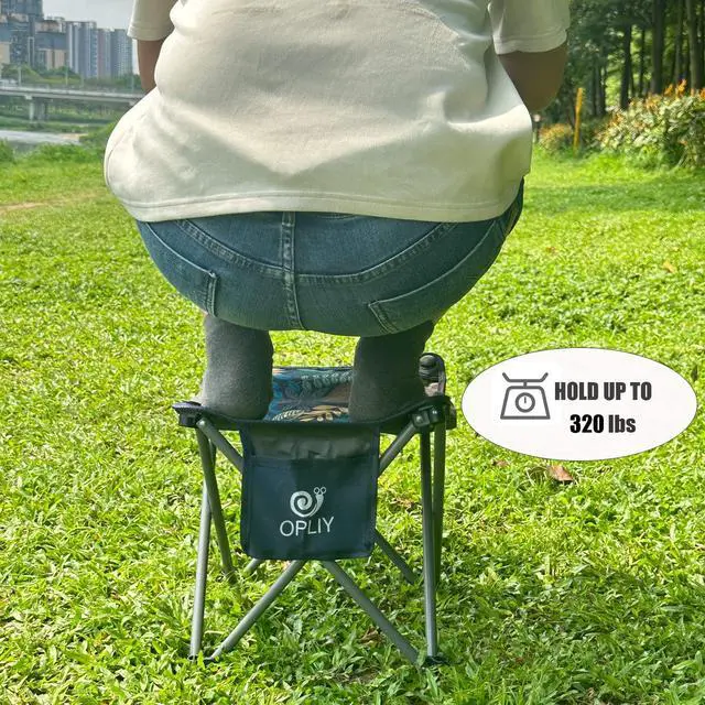 Alt view image 5 of 7 - Camping Stool, Folding Small Chair Portable Camp Stool for Camping Fishing Hiking Gardening and Beach, Camping Seat with Carry Bag (Blue-Leaf)