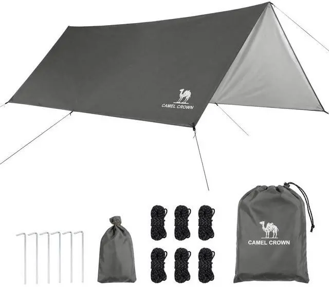 Main image of Camping Tarp,3000mm Waterproof & UPF 50+ Sun Protection Rain Fly Tarp - Lightweight Portable Camping Shelter with Stakes, Guy Lines & Carry Bag, for Hiking Backpacking Beach Picnic Shade