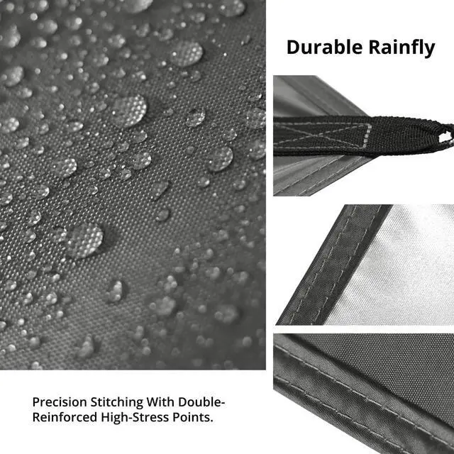 Alt view image 5 of 7 - Camping Tarp,3000mm Waterproof & UPF 50+ Sun Protection Rain Fly Tarp - Lightweight Portable Camping Shelter with Stakes, Guy Lines & Carry Bag, for Hiking Backpacking Beach Picnic Shade