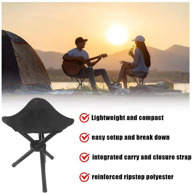 Alt view image 3 of 7 - Travel Folding Camping Stool, Outdoor Tripod Seat, Folding Camping Chairs,Fishing Chair for Camping Party Mountaineering Picnic Beach Garden Lawn