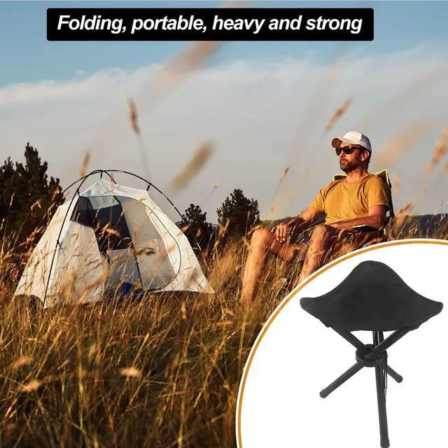 Alt view image 7 of 7 - Travel Folding Camping Stool, Outdoor Tripod Seat, Folding Camping Chairs,Fishing Chair for Camping Party Mountaineering Picnic Beach Garden Lawn