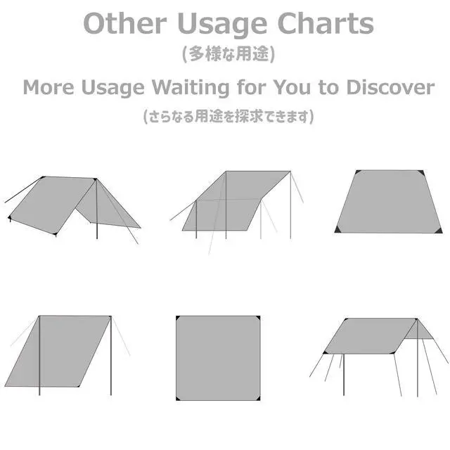Alt view image 5 of 7 - Hammock Camping Tarp Rain Fly, Waterproof Tent Footprint Shelter Canopy Sunshade Cloth Picnic Mat for Outdoor Awning Hiking Beach Backpacking - Included Guy Lines & Stakes (Camouflage)