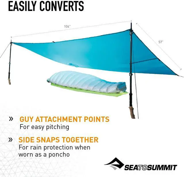 Alt view image 5 of 7 - Ultra-SIL Nano Tarp Poncho 4-in-1 Raincoat, Pack Cover, Groundsheet, and Shelter, Pacific Blue