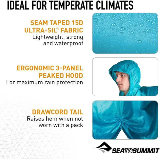 Alt view image 6 of 7 - Ultra-SIL Nano Tarp Poncho 4-in-1 Raincoat, Pack Cover, Groundsheet, and Shelter, Pacific Blue