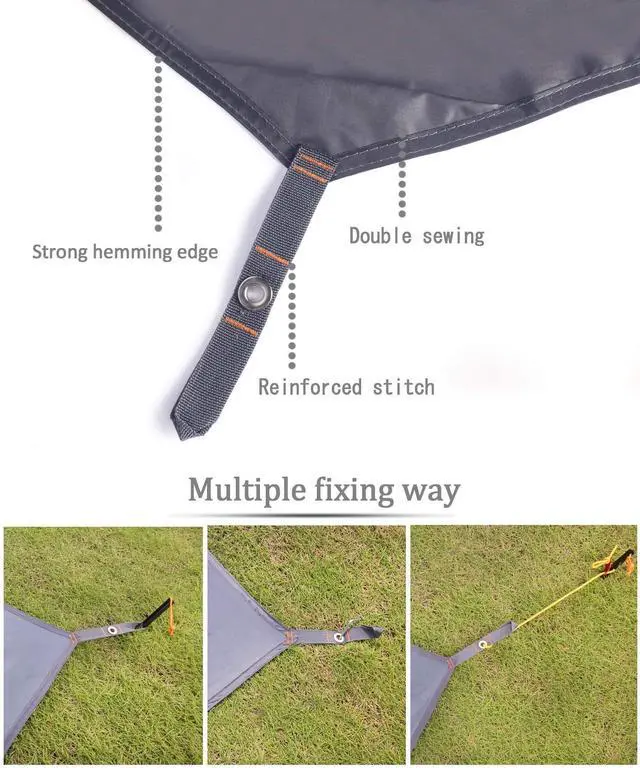 Alt view image 3 of 6 - Hexagonal Tent Footprint,1-4 Person Ultralight Waterproof Tent Tarp Ground Sheet Mat with 6 Tent Stakes for Camping Hiking Picnic Backpacking(L)