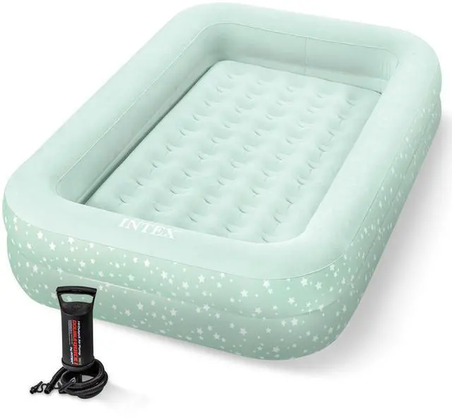 Main image of Kids Travel Air Mattress Inflatable Bed with Raised Sides and Hand Pump - Portable Blow-Up Toddler Traveler Bed for Children's Naps or Sleep