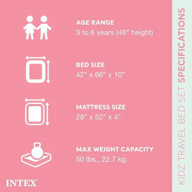 Alt view image 2 of 6 - Kids Travel Air Mattress Inflatable Bed with Raised Sides and Hand Pump - Portable Blow-Up Toddler Traveler Bed for Children's Naps or Sleep