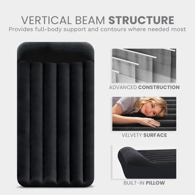 Alt view image 7 of 7 - Dura-Beam Standard Pillow Top Airbed Comfortable Blow Up Portable Air Mattress with Built-in Electric Pump and Carrying Bag, Twin Size, Blue