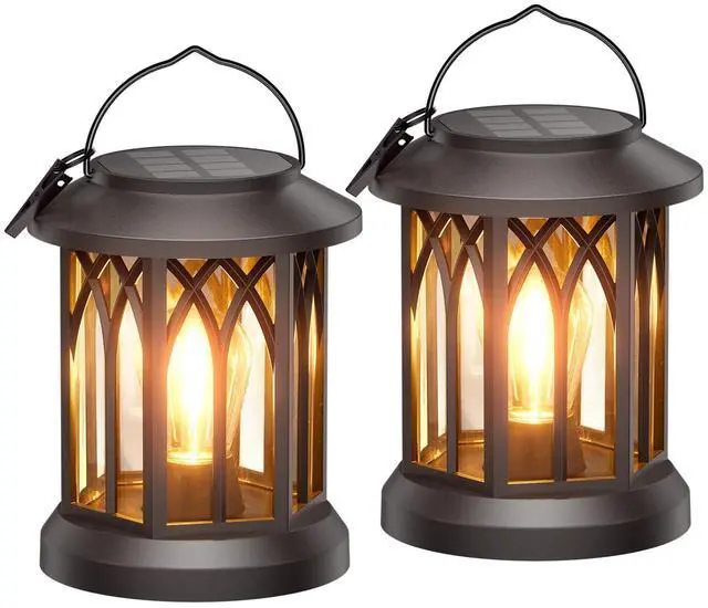 Main image of Solar Lanterns Outdoor Waterproof, Upgraded Bright Hanging Solar Lights for Outside,Solar Powered Lanterns Lighting LED for Garden Patio Yard Decorative 2 Pack (Warm Light)