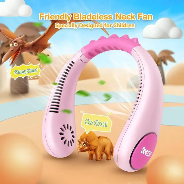Alt view image 2 of 6 - Neck Fan, Portable Bladeless Fans for Kid 4-14Y Girls & Boys, 2600mAh USB Personal Mini Cooling Fan for Travel/Camping/Study, 4 Speeds, Lightweight, Compact, Perfect Summer Gifts for Kids