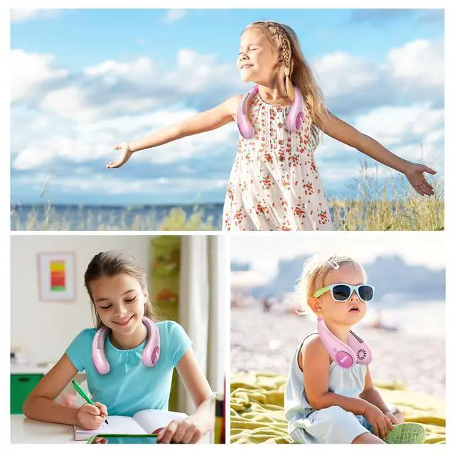 Alt view image 6 of 6 - Neck Fan, Portable Bladeless Fans for Kid 4-14Y Girls & Boys, 2600mAh USB Personal Mini Cooling Fan for Travel/Camping/Study, 4 Speeds, Lightweight, Compact, Perfect Summer Gifts for Kids