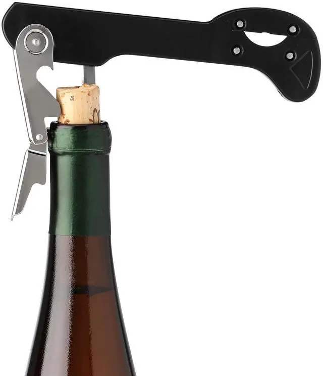 Alt view image 6 of 7 - Recoil Waiters Corkscrew Wine Opener, Durable Stainless Steel with Built-in Bottle Opener and 4-Wheel Foil Cutter for Bartenders, Home Bar, Kitchen, Outdoor Party, Gifts for Wine Lovers, Set of 1