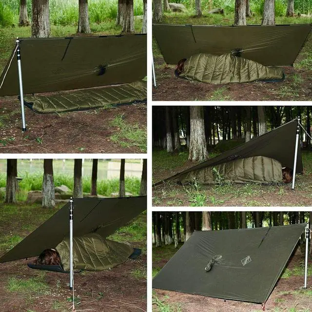 Alt view image 6 of 7 - Backpacking Rain Poncho with Hooded, Silnylon Cycling Poncho Versatile Survival Shelter Camping Gear Rain Coat Waterproof Breathable lightweight and packable rain protection, 98 * 56inch