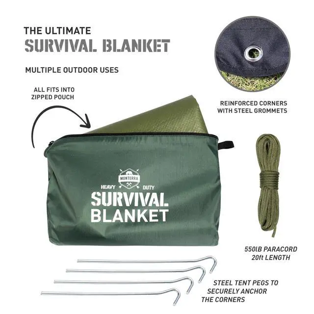 Alt view image 2 of 5 - Insulated Tarp, Emergency Survival Blanket, 60 x 84, Heavy Duty Waterproof Groundsheet, Camping, Thermal Space Blanket, Reflective Bivvy Shelter.
