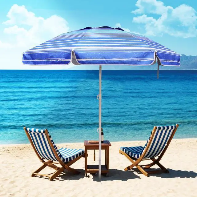 Alt view image 4 of 5 - LOTTAFUN 6ft Beach Umbrella - Heavy Duty Wind Resistant UV 50+ Portable Sun Shade with Sand Anchor & Carry Bag, Outdoor Folding Umbrella for Beach, Pool, Patio