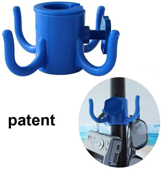 Alt view image 2 of 7 - Beach Umbrella Hanging Hook,4-prongs Plastic Umbrella Hook Hanging for Towels /Hats/Clothes/Camera/Sunglasses/ Bags,Fit for Beach,Camping Trips Blue