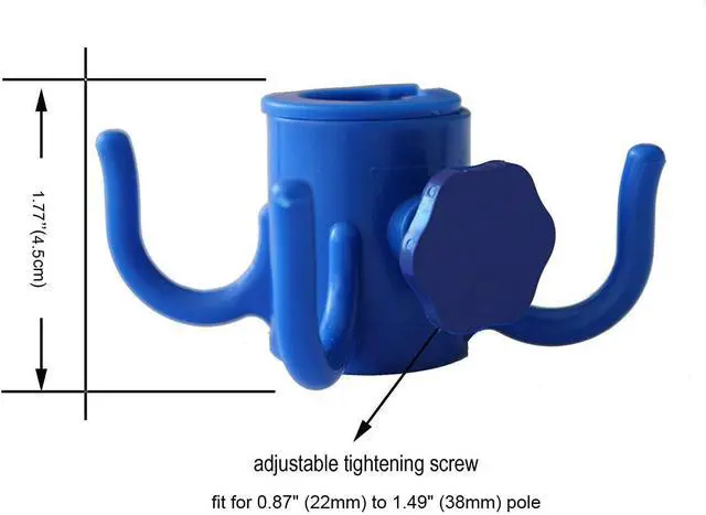 Alt view image 4 of 7 - Beach Umbrella Hanging Hook,4-prongs Plastic Umbrella Hook Hanging for Towels /Hats/Clothes/Camera/Sunglasses/ Bags,Fit for Beach,Camping Trips Blue