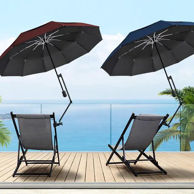 Alt view image 2 of 7 - UPF 50+ Golf Umbrella with Adjustable Universal Clamp Portable Umbrellas for Rain, Manual Open & Close (Black, 43.3'')