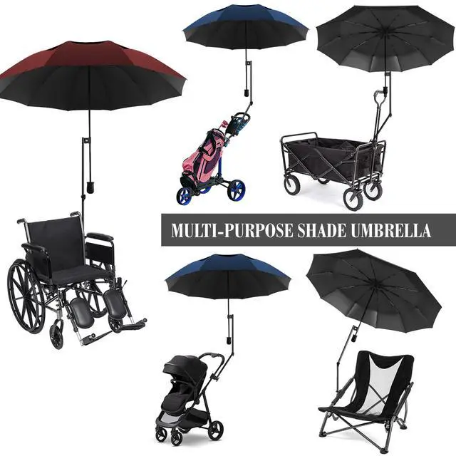 Alt view image 5 of 7 - UPF 50+ Golf Umbrella with Adjustable Universal Clamp Portable Umbrellas for Rain, Manual Open & Close (Black, 43.3'')