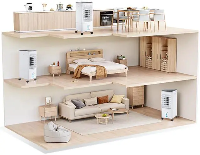 Alt view image 7 of 7 - Portable Air Conditioners, 4-IN-1 Evaporative Air Cooler, Portable AC Unit w/ 6L Water Tank, Swamp Cooler w/7H Timer &120° Oscillation, Fast Cooling Air Conditioner for Bedroom Home Office