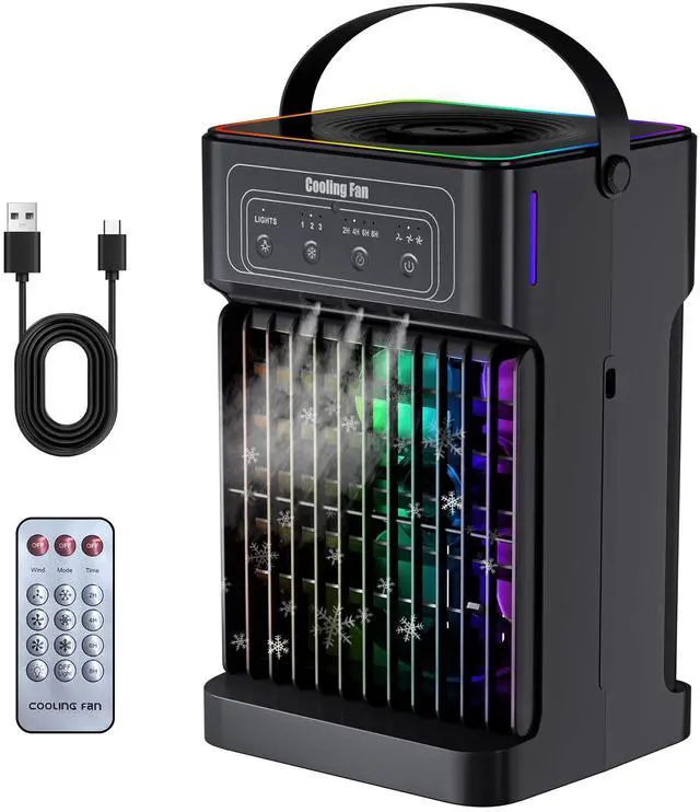 Main image of Portable Air Conditioners, 2026 Upgraded 4-IN-1 Quiet Portable AC Unit with Remote, 1100ML Tank Evaporative Air Cooler, 7 Color Light Personal Mini Air Conditioner for Bedroom,Office, Camping, Car,RV
