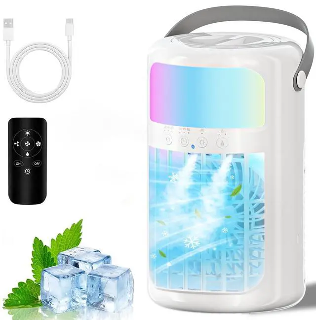 Main image of Portable Air Conditioners, Powerful Evaporative Air Cooler, 4-in-1 Personal AC Fan, 1500ML Tank, 3 Speeds & 2 Mist Modes, Remote, USB-C Cooling for Bedroom Office Camping