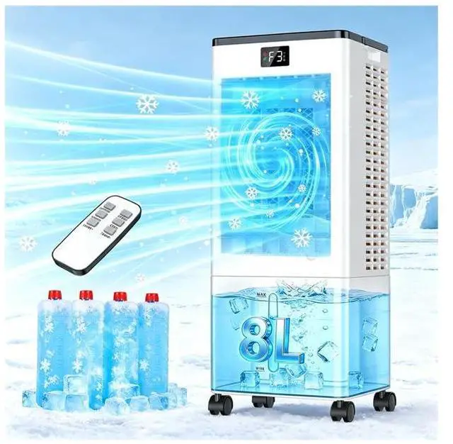 Main image of Portable Air Conditioners,3-in-1 Evaporative Cooling Fans that Blow Cold Air, 4 Modes 3 Speeds, 12H Timer & Remote, 120°Oscillation, Windowless Portable AC Swamp Cooler w/ 8L Tank for Home Bedroom