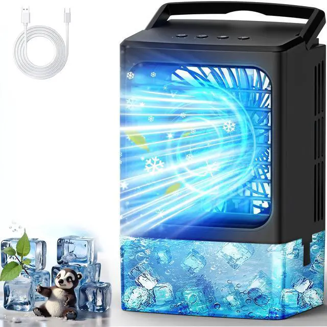 Main image of Mini Air Conditioner,Portable Air Conditioners,Evaporative Air Cooler Humidifier, 3 Speed Quiet Personal Cooling Fan, 7-Color LED Night Light, 4/8H Timer for Bedroom, Office, Camping, Room,Home